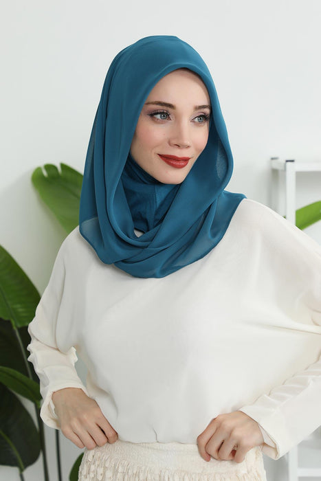 Instant-Chiffon-Schal für Damen mit Baumwollhaube, Chiffon-Turbanmütze, Kopfwickel, Instant-Turbanschal, PS-45