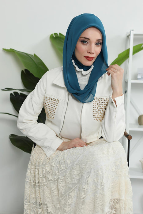 Instant-Chiffon-Schal für Damen mit Baumwollhaube, Chiffon-Turbanmütze, Kopfwickel, Instant-Turbanschal, PS-45