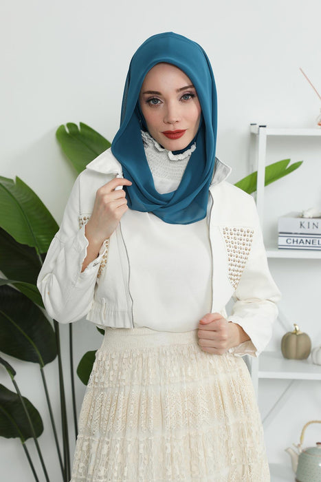 Instant-Chiffon-Schal für Damen mit Baumwollhaube, Chiffon-Turbanmütze, Kopfwickel, Instant-Turbanschal, PS-45