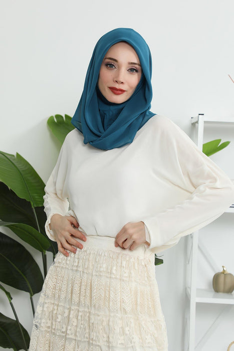 Instant-Chiffon-Schal für Damen mit Baumwollhaube, Chiffon-Turbanmütze, Kopfwickel, Instant-Turbanschal, PS-45