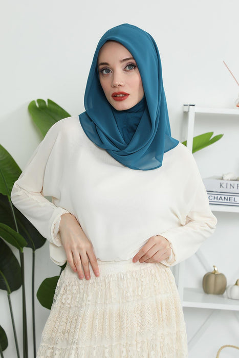 Instant-Chiffon-Schal für Damen mit Baumwollhaube, Chiffon-Turbanmütze, Kopfwickel, Instant-Turbanschal, PS-45