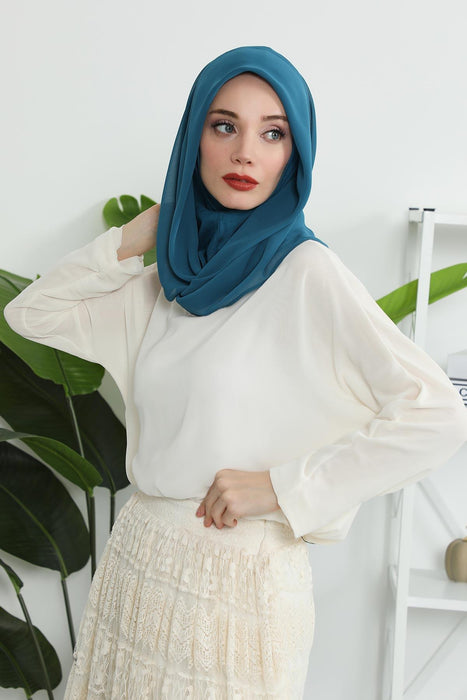 Instant-Chiffon-Schal für Damen mit Baumwollhaube, Chiffon-Turbanmütze, Kopfwickel, Instant-Turbanschal, PS-45