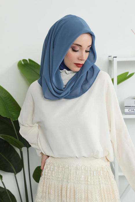 Instant-Chiffon-Schal für Damen mit Baumwollhaube, Chiffon-Turbanmütze, Kopfwickel, Instant-Turbanschal, PS-45