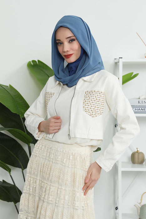 Instant-Chiffon-Schal für Damen mit Baumwollhaube, Chiffon-Turbanmütze, Kopfwickel, Instant-Turbanschal, PS-45