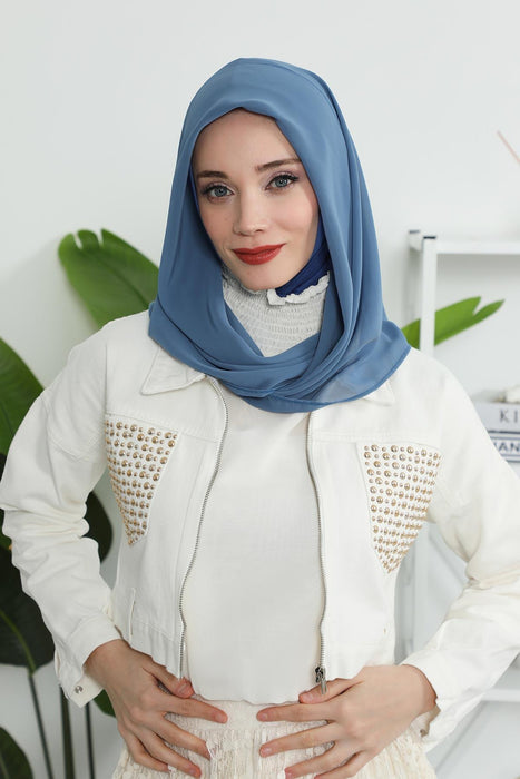 Instant-Chiffon-Schal für Damen mit Baumwollhaube, Chiffon-Turbanmütze, Kopfwickel, Instant-Turbanschal, PS-45