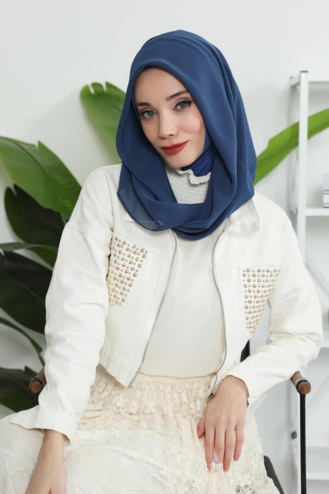 Instant-Chiffon-Schal für Damen mit Baumwollhaube, Chiffon-Turbanmütze, Kopfwickel, Instant-Turbanschal, PS-45