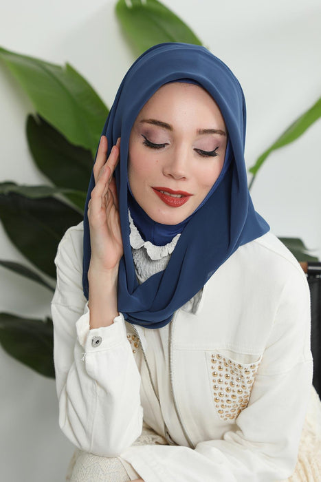 Instant-Chiffon-Schal für Damen mit Baumwollhaube, Chiffon-Turbanmütze, Kopfwickel, Instant-Turbanschal, PS-45