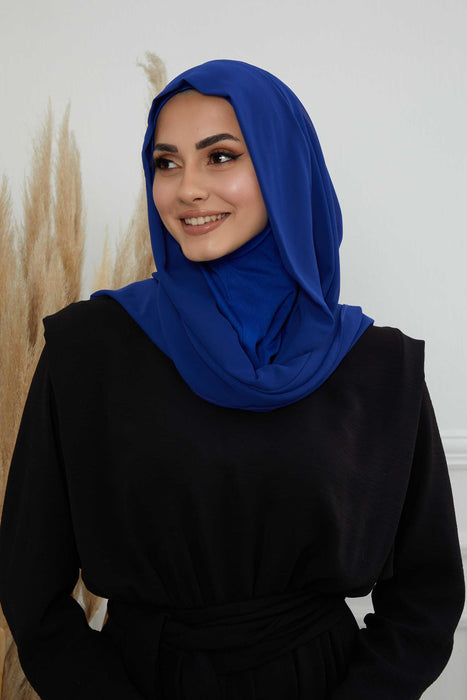 Instant Chiffon Shawl Headscarf for Women with Cotton Bonnet Chiffon Turban Cap, Ready-to-Wear Soft Chiffon Shawl Instant Hijab Wrap,PS-46