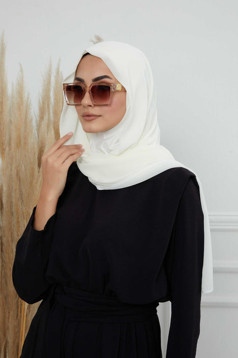 Instant Chiffon Shawl Headscarf for Women with Cotton Bonnet Chiffon Turban Cap, Ready-to-Wear Soft Chiffon Shawl Instant Hijab Wrap,PS-46