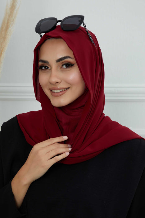 Instant Chiffon Shawl Headscarf for Women with Cotton Bonnet Chiffon Turban Cap, Ready-to-Wear Soft Chiffon Shawl Instant Hijab Wrap,PS-46