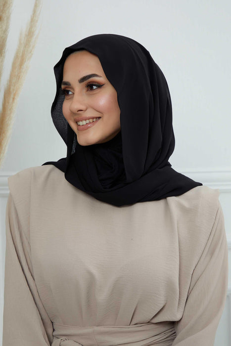 Instant Chiffon Shawl Headscarf for Women with Cotton Bonnet Chiffon Turban Cap, Ready-to-Wear Soft Chiffon Shawl Instant Hijab Wrap,PS-46