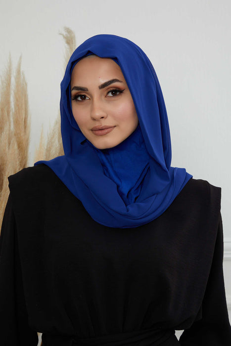 Instant Chiffon Shawl Headscarf for Women with Cotton Bonnet Chiffon Turban Cap, Ready-to-Wear Soft Chiffon Shawl Instant Hijab Wrap,PS-46