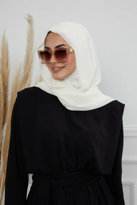 Instant Chiffon Shawl Headscarf for Women with Cotton Bonnet Chiffon Turban Cap, Ready-to-Wear Soft Chiffon Shawl Instant Hijab Wrap,PS-46