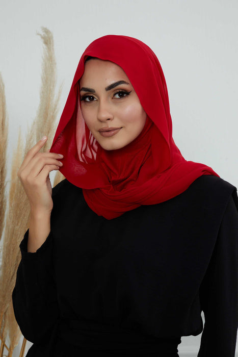 Instant Chiffon Shawl Headscarf for Women with Cotton Bonnet Chiffon Turban Cap, Ready-to-Wear Soft Chiffon Shawl Instant Hijab Wrap,PS-46