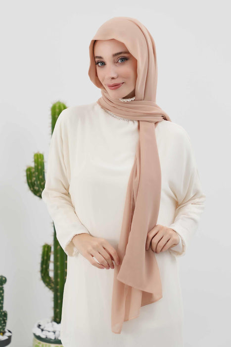 Instant Chiffon Shawl Headscarf for Women with Cotton Bonnet Chiffon Turban Cap, Ready-to-Wear Soft Chiffon Shawl Instant Hijab Wrap,PS-46