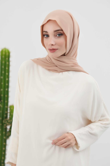 Instant Chiffon Shawl Headscarf for Women with Cotton Bonnet Chiffon Turban Cap, Ready-to-Wear Soft Chiffon Shawl Instant Hijab Wrap,PS-46