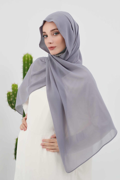 Instant Chiffon Shawl Headscarf for Women with Cotton Bonnet Chiffon Turban Cap, Ready-to-Wear Soft Chiffon Shawl Instant Hijab Wrap,PS-46