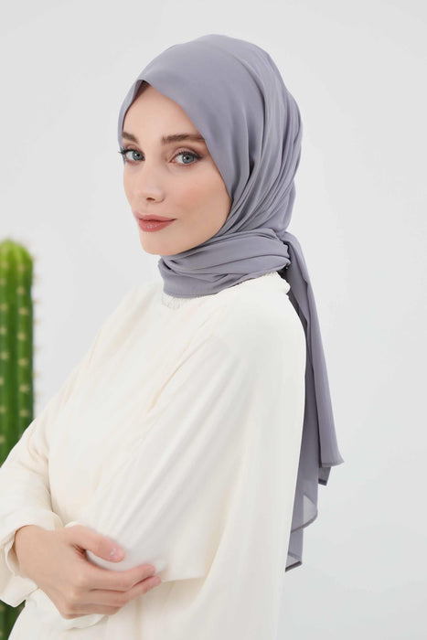 Instant Chiffon Shawl Headscarf for Women with Cotton Bonnet Chiffon Turban Cap, Ready-to-Wear Soft Chiffon Shawl Instant Hijab Wrap,PS-46