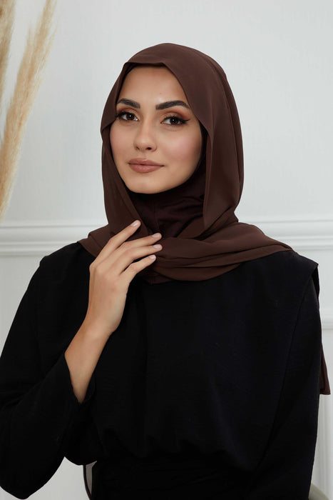 Instant Chiffon Shawl Headscarf for Women with Cotton Bonnet Chiffon Turban Cap, Ready-to-Wear Soft Chiffon Shawl Instant Hijab Wrap,PS-46