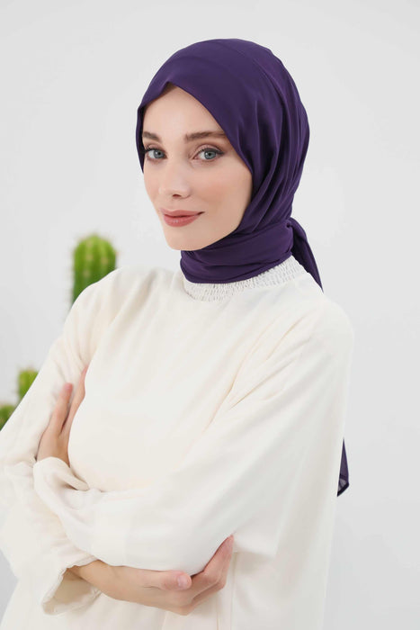 Instant Chiffon Shawl Headscarf for Women with Cotton Bonnet Chiffon Turban Cap, Ready-to-Wear Soft Chiffon Shawl Instant Hijab Wrap,PS-46