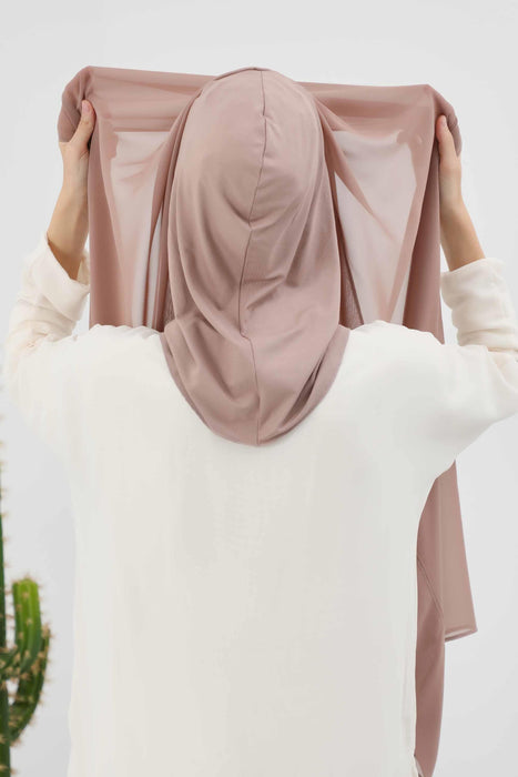 Instant Chiffon Shawl Headscarf for Women with Cotton Bonnet Chiffon Turban Cap, Ready-to-Wear Soft Chiffon Shawl Instant Hijab Wrap,PS-46