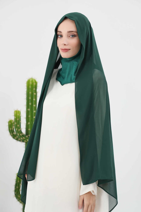 Instant-Chiffon-Schal, Kopftuch für Damen mit Baumwollhaube, Chiffon-Turbanmütze, gebrauchsfertiger weicher Chiffon-Schal, Instant-Hijab-Wickeltuch, PS-46