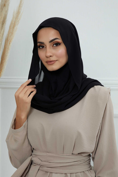 Instant-Chiffon-Schal, Kopftuch für Damen mit Baumwollhaube, Chiffon-Turbanmütze, gebrauchsfertiger weicher Chiffon-Schal, Instant-Hijab-Wickeltuch, PS-46