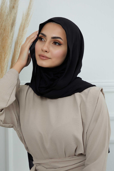 Instant-Chiffon-Schal, Kopftuch für Damen mit Baumwollhaube, Chiffon-Turbanmütze, gebrauchsfertiger weicher Chiffon-Schal, Instant-Hijab-Wickeltuch, PS-46