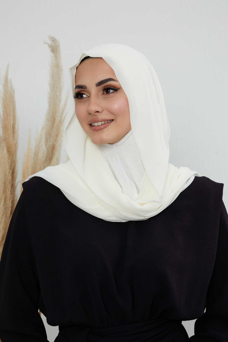 Instant-Chiffon-Schal, Kopftuch für Damen mit Baumwollhaube, Chiffon-Turbanmütze, gebrauchsfertiger weicher Chiffon-Schal, Instant-Hijab-Wickeltuch, PS-46