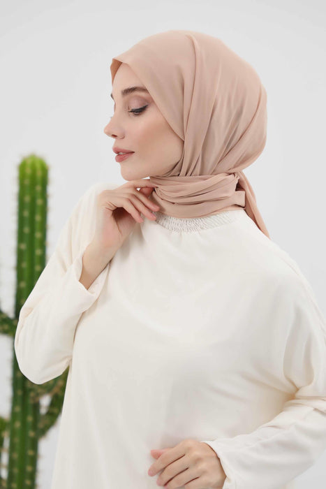 Instant-Chiffon-Schal, Kopftuch für Damen mit Baumwollhaube, Chiffon-Turbanmütze, gebrauchsfertiger weicher Chiffon-Schal, Instant-Hijab-Wickeltuch, PS-46