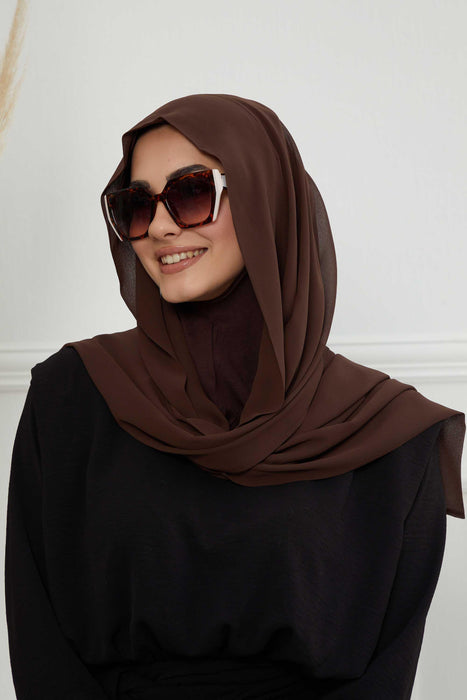 Instant-Chiffon-Schal, Kopftuch für Damen mit Baumwollhaube, Chiffon-Turbanmütze, gebrauchsfertiger weicher Chiffon-Schal, Instant-Hijab-Wickeltuch, PS-46