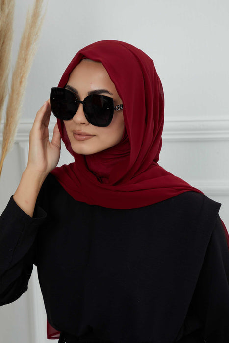 Instant-Chiffon-Schal, Kopftuch für Damen mit Baumwollhaube, Chiffon-Turbanmütze, gebrauchsfertiger weicher Chiffon-Schal, Instant-Hijab-Wickeltuch, PS-46