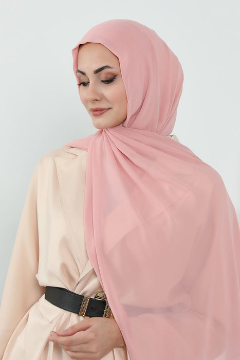 Instant Chiffon Shawl Headscarf for Women with Cotton Bonnet Chiffon Turban Cap, Ready-to-Wear Soft Chiffon Shawl Instant Hijab Wrap,PS-46