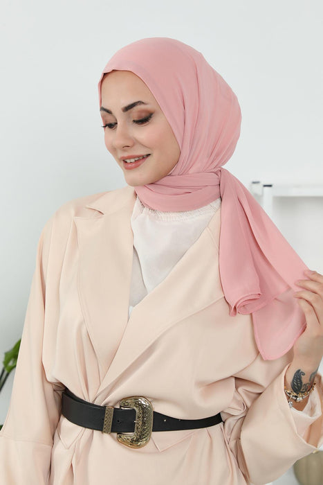 Instant Chiffon Shawl Headscarf for Women with Cotton Bonnet Chiffon Turban Cap, Ready-to-Wear Soft Chiffon Shawl Instant Hijab Wrap,PS-46