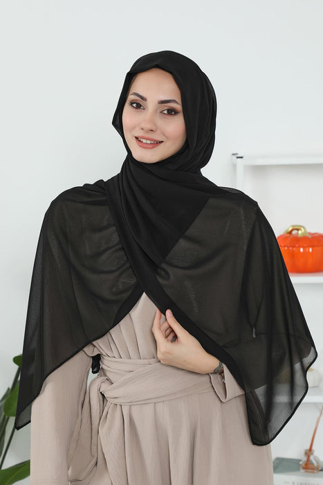 Instant Chiffon Shawl Headscarf for Women with Cotton Bonnet Chiffon Turban Cap, Ready-to-Wear Soft Chiffon Shawl Instant Hijab Wrap,PS-46