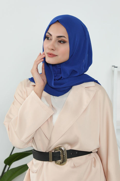 Instant Chiffon Shawl Headscarf for Women with Cotton Bonnet Chiffon Turban Cap, Ready-to-Wear Soft Chiffon Shawl Instant Hijab Wrap,PS-46