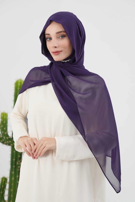 Instant Chiffon Shawl Headscarf for Women with Cotton Bonnet Chiffon Turban Cap, Ready-to-Wear Soft Chiffon Shawl Instant Hijab Wrap,PS-46