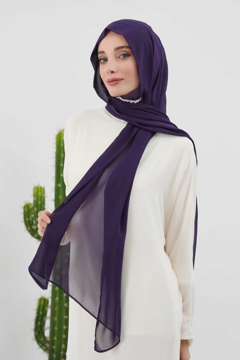 Instant Chiffon Shawl Headscarf for Women with Cotton Bonnet Chiffon Turban Cap, Ready-to-Wear Soft Chiffon Shawl Instant Hijab Wrap,PS-46