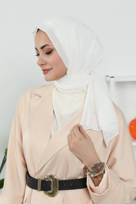 Instant Chiffon Shawl Headscarf for Women with Cotton Bonnet Chiffon Turban Cap, Ready-to-Wear Soft Chiffon Shawl Instant Hijab Wrap,PS-46