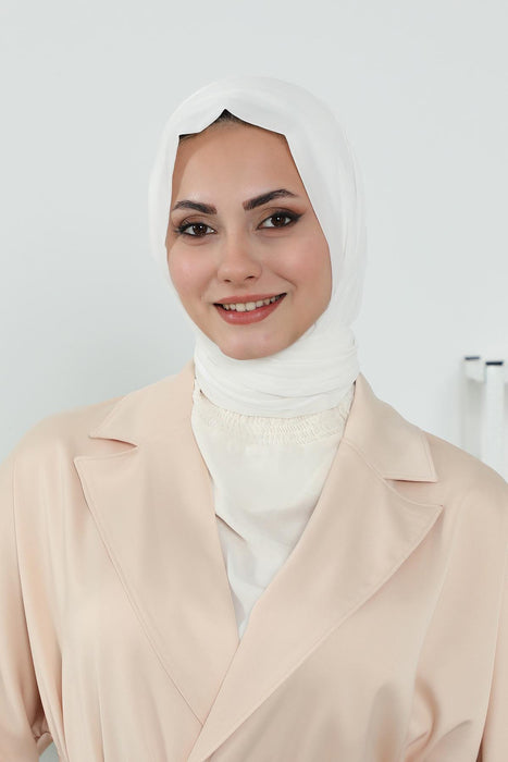 Instant Chiffon Shawl Headscarf for Women with Cotton Bonnet Chiffon Turban Cap, Ready-to-Wear Soft Chiffon Shawl Instant Hijab Wrap,PS-46