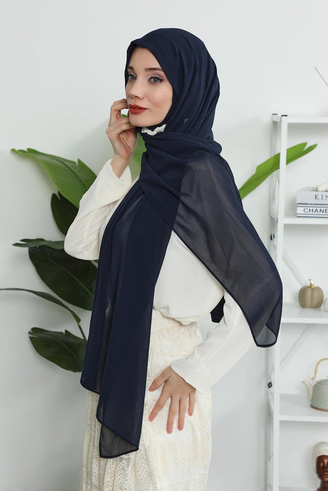 Instant Chiffon Shawl Headscarf for Women with Cotton Bonnet Chiffon Turban Cap, Ready-to-Wear Soft Chiffon Shawl Instant Hijab Wrap,PS-46