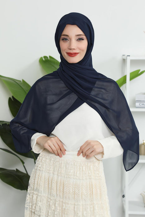 Instant Chiffon Shawl Headscarf for Women with Cotton Bonnet Chiffon Turban Cap, Ready-to-Wear Soft Chiffon Shawl Instant Hijab Wrap,PS-46