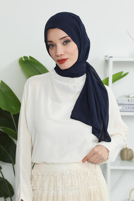 Instant Chiffon Shawl Headscarf for Women with Cotton Bonnet Chiffon Turban Cap, Ready-to-Wear Soft Chiffon Shawl Instant Hijab Wrap,PS-46