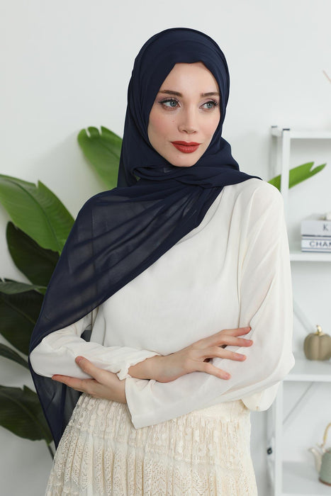 Instant Chiffon Shawl Headscarf for Women with Cotton Bonnet Chiffon Turban Cap, Ready-to-Wear Soft Chiffon Shawl Instant Hijab Wrap,PS-46