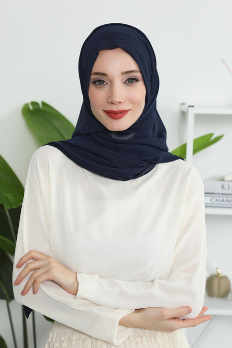 Instant Chiffon Shawl Headscarf for Women with Cotton Bonnet Chiffon Turban Cap, Ready-to-Wear Soft Chiffon Shawl Instant Hijab Wrap,PS-46