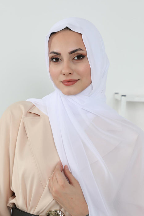 Instant Chiffon Shawl Headscarf for Women with Cotton Bonnet Chiffon Turban Cap, Ready-to-Wear Soft Chiffon Shawl Instant Hijab Wrap,PS-46