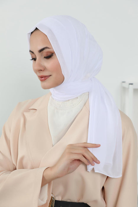 Instant Chiffon Shawl Headscarf for Women with Cotton Bonnet Chiffon Turban Cap, Ready-to-Wear Soft Chiffon Shawl Instant Hijab Wrap,PS-46