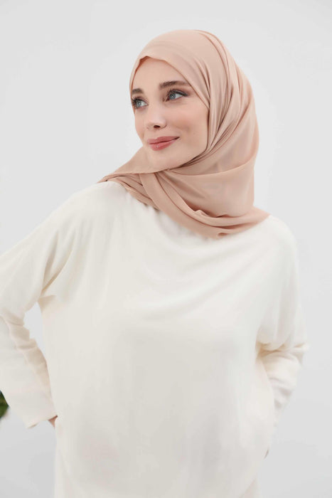 Instant Chiffon Shawl Headscarf for Women with Cotton Bonnet Chiffon Turban Cap, Ready-to-Wear Soft Chiffon Shawl Instant Hijab Wrap,PS-46