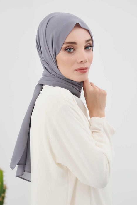 Instant Chiffon Shawl Headscarf for Women with Cotton Bonnet Chiffon Turban Cap, Ready-to-Wear Soft Chiffon Shawl Instant Hijab Wrap,PS-46