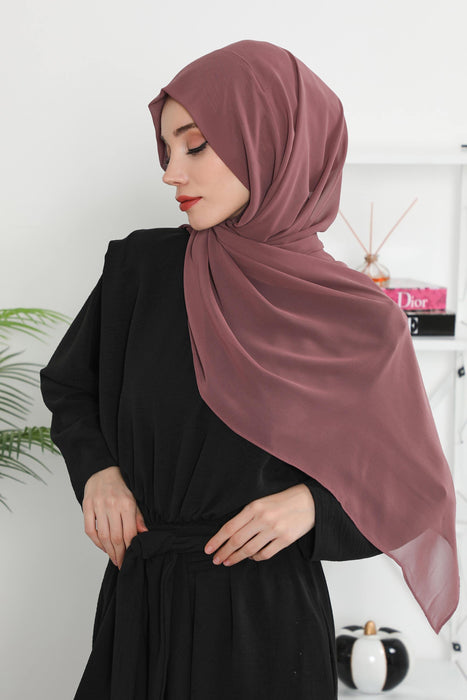 Instant Chiffon Shawl Headscarf for Women with Cotton Bonnet Chiffon Turban Cap, Ready-to-Wear Soft Chiffon Shawl Instant Hijab Wrap,PS-46